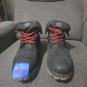 Timberland Men's Black Boots with Red Accents